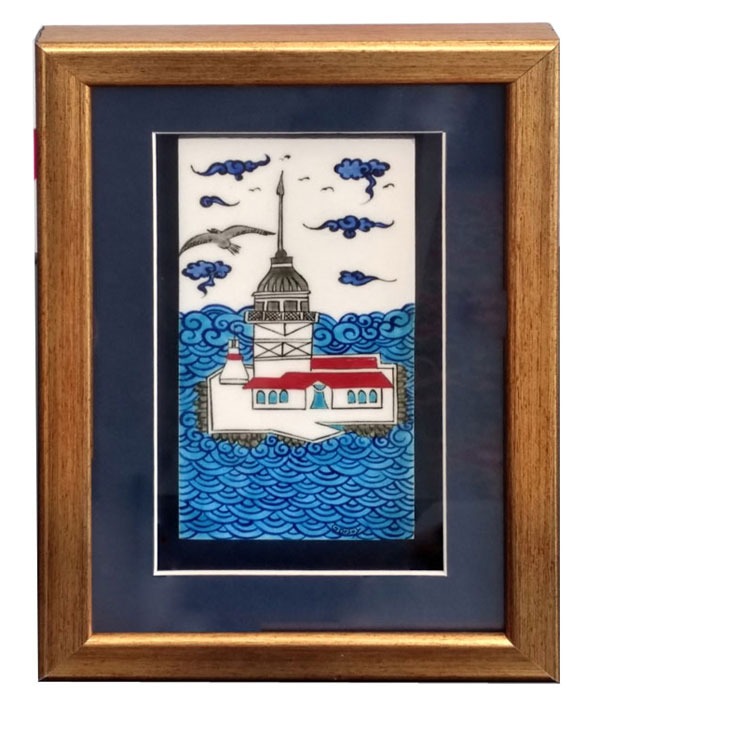 KIZ KULESİ ÇERÇEVELİ ÇİNİ PANO